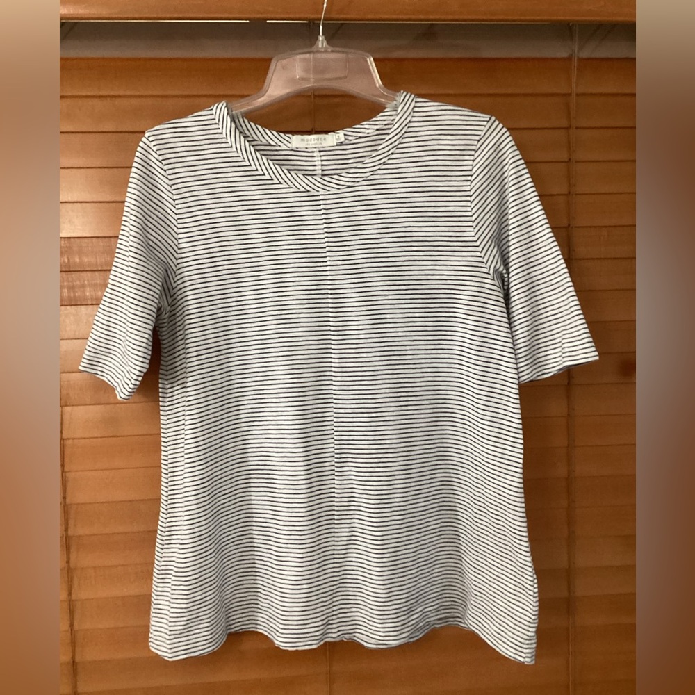 Mododoc M Women's Striped Short Sleeve Top Style 419-92402 Heavy t shirt